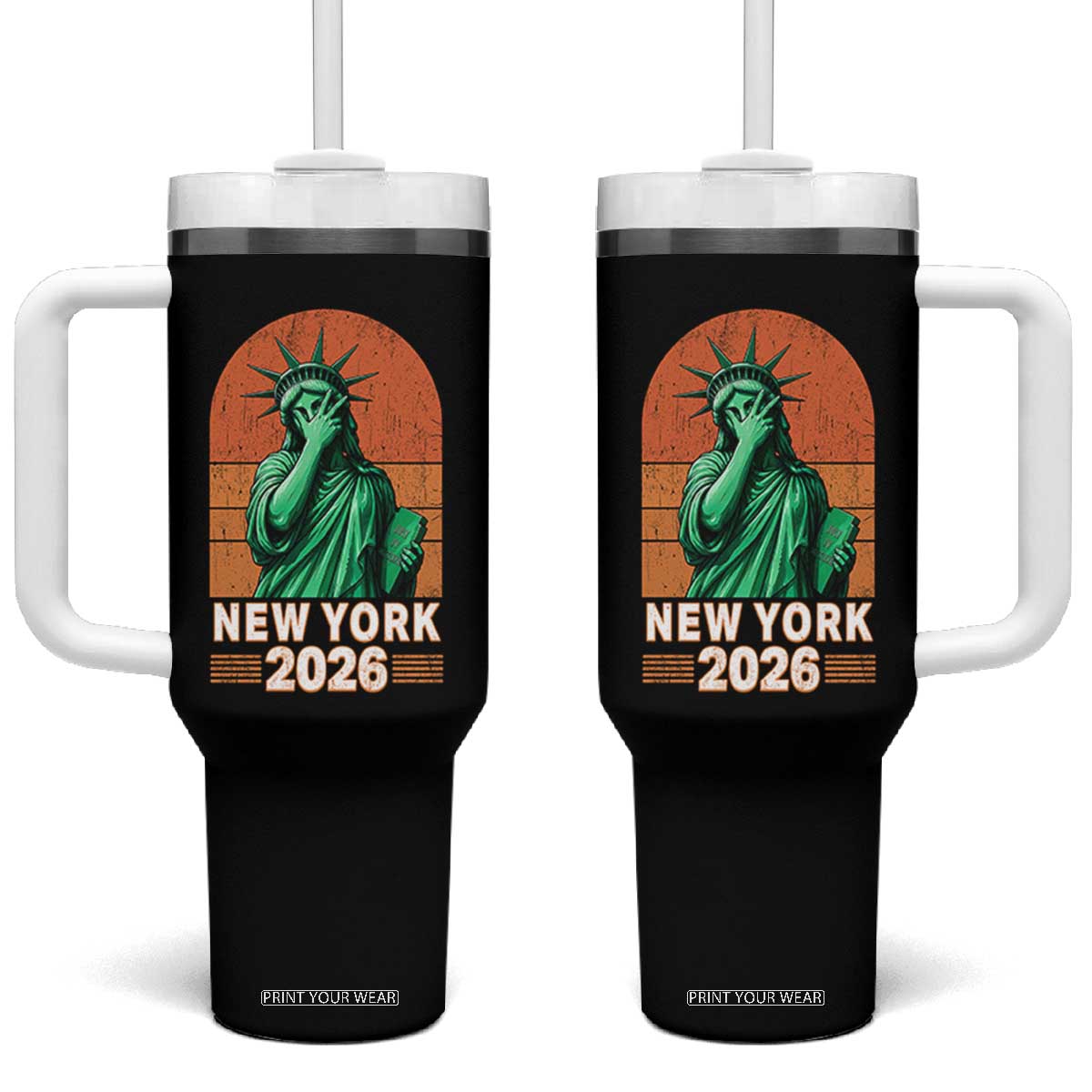 Statue Of Liberty Hoops Tumbler With Handle New York Pride 2026 TS12 One Size: 40 oz Black Print Your Wear