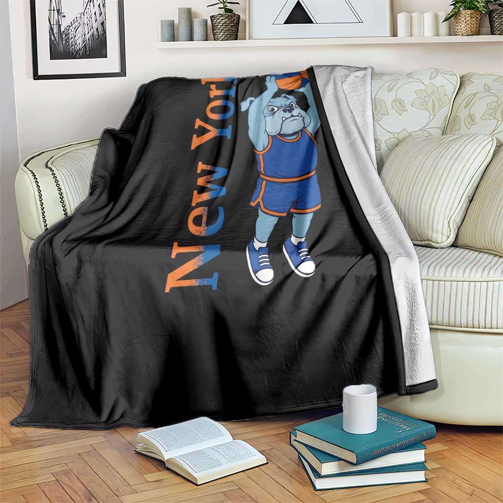 Funny Bulldog Playing Basketball Throw Blanket New York Pride