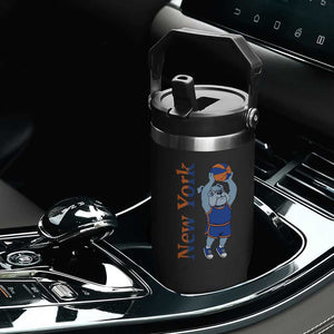 Funny Bulldog Playing Basketball Flip Straw Tumbler New York Pride