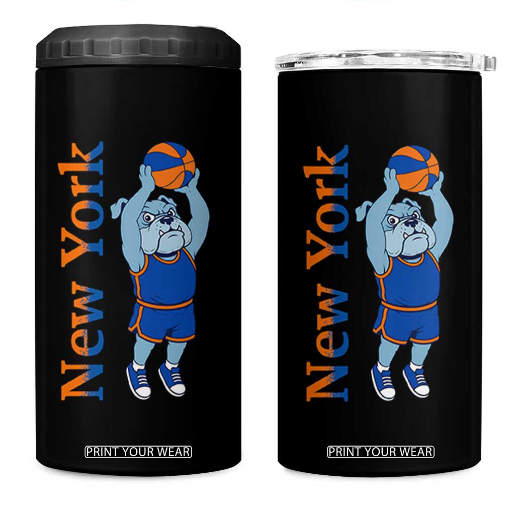 Funny Bulldog Playing Basketball 4 in 1 Can Cooler Tumbler New York Pride
