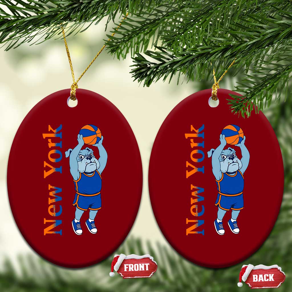 Funny Bulldog Playing Basketball Ceramic Ornament New York Pride