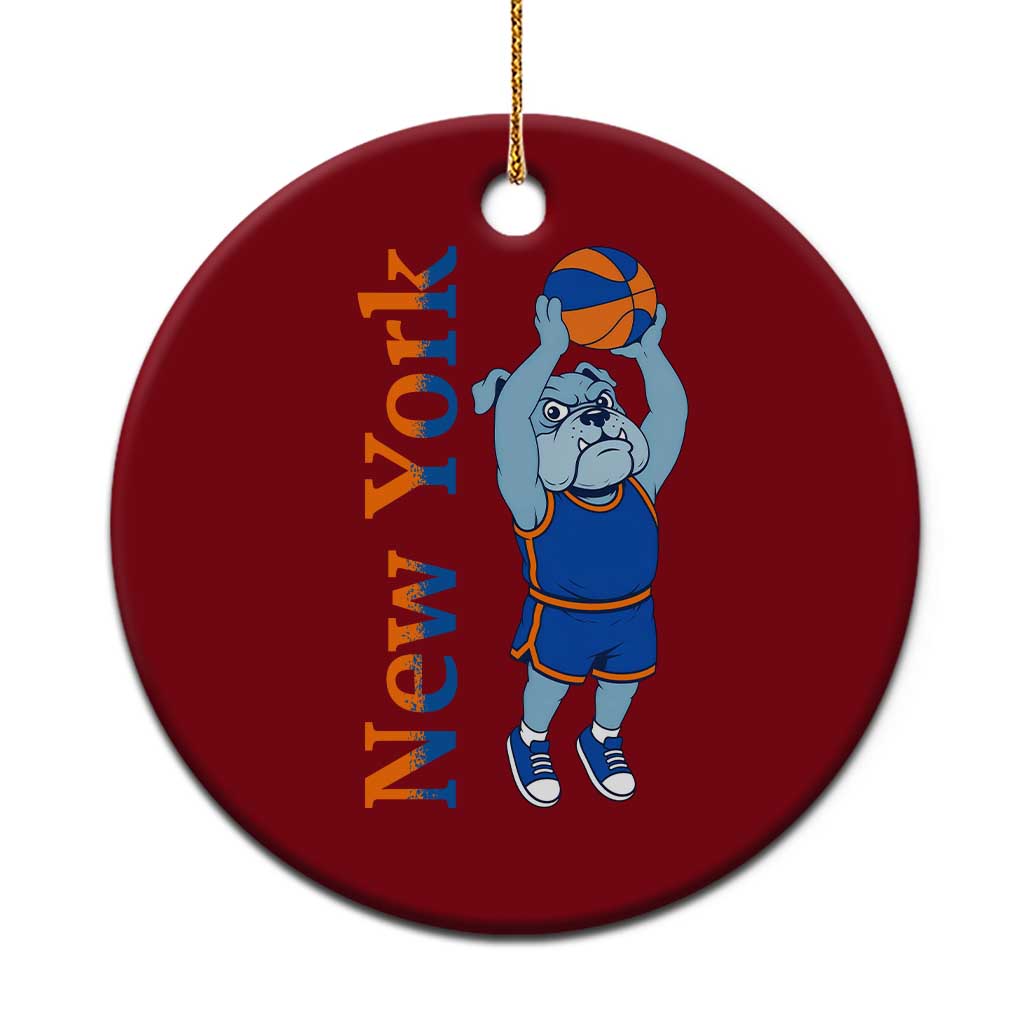 Funny Bulldog Playing Basketball Ceramic Ornament New York Pride