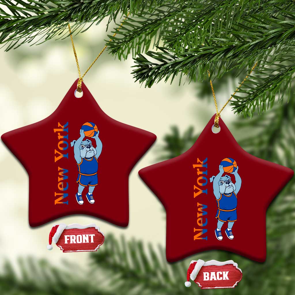 Funny Bulldog Playing Basketball Ceramic Ornament New York Pride