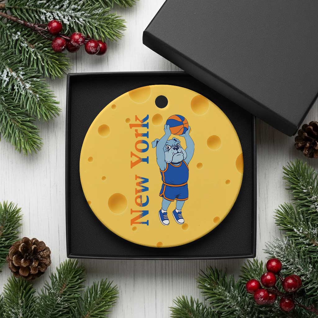 Funny Bulldog Playing Basketball Ceramic Ornament New York Pride