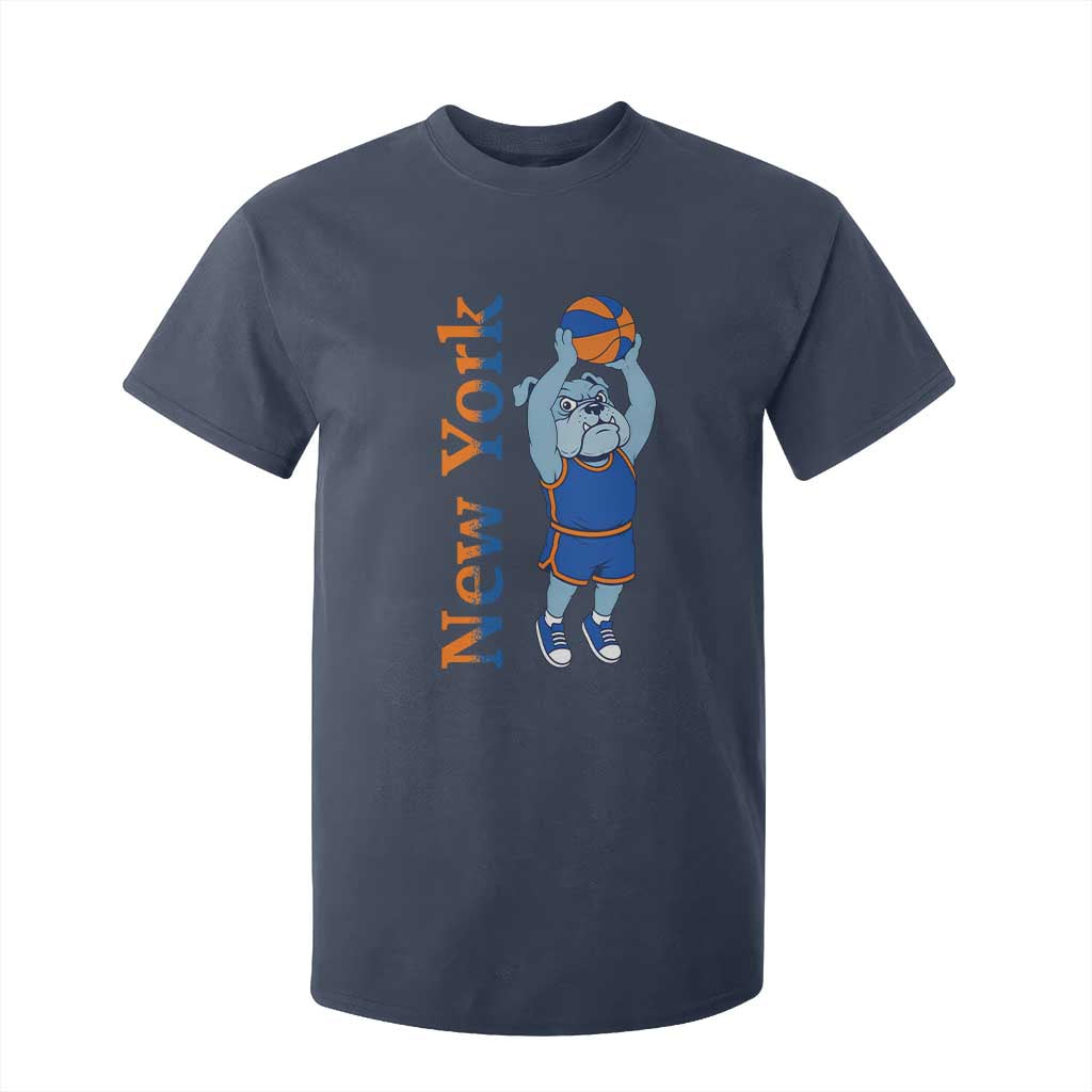 Funny Bulldog Playing Basketball T Shirt For Kid New York Pride