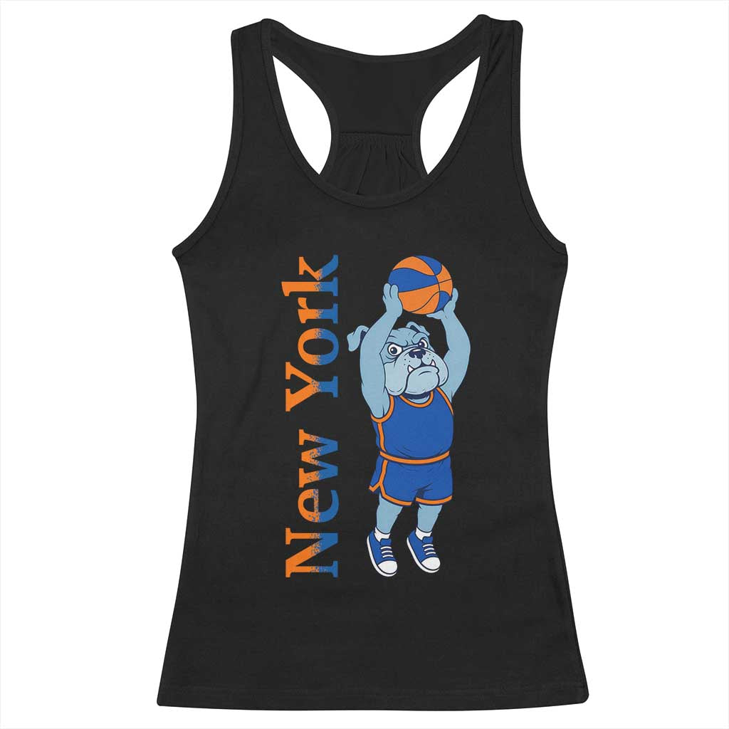 Funny Bulldog Playing Basketball Racerback Tank Top New York Pride