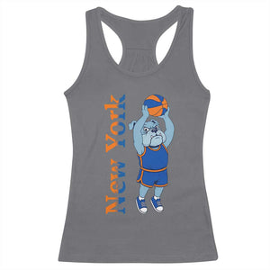 Funny Bulldog Playing Basketball Racerback Tank Top New York Pride