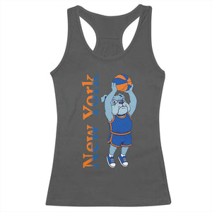 Funny Bulldog Playing Basketball Racerback Tank Top New York Pride