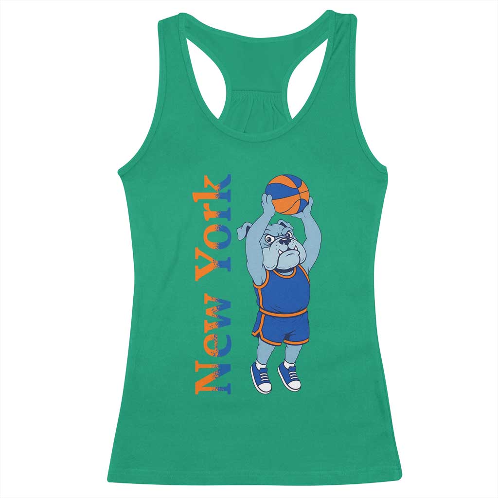 Funny Bulldog Playing Basketball Racerback Tank Top New York Pride