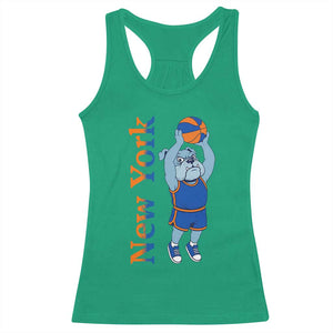 Funny Bulldog Playing Basketball Racerback Tank Top New York Pride