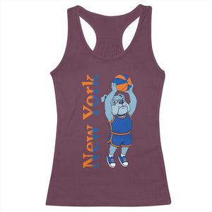 Funny Bulldog Playing Basketball Racerback Tank Top New York Pride