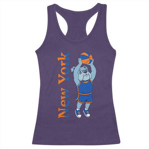 Funny Bulldog Playing Basketball Racerback Tank Top New York Pride