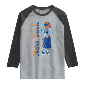Funny Bulldog Playing Basketball Raglan Shirt New York Pride