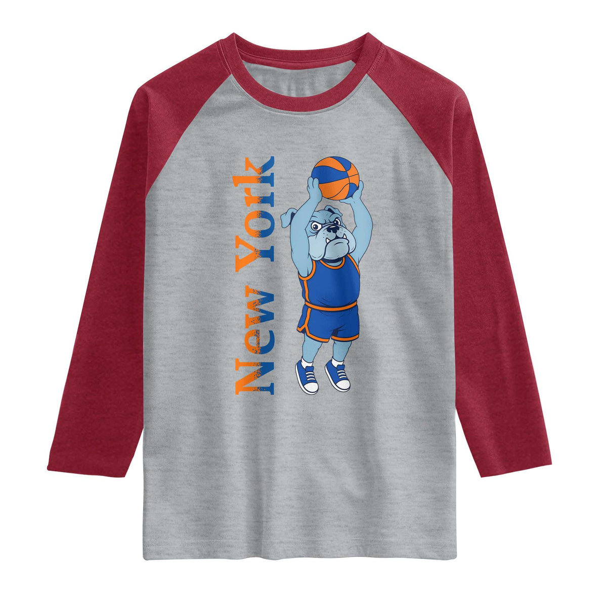 Funny Bulldog Playing Basketball Raglan Shirt New York Pride