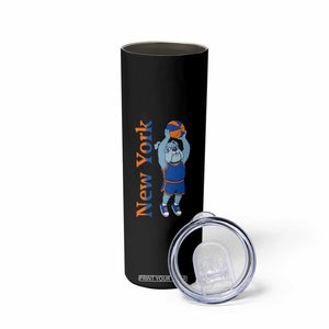 Funny Bulldog Playing Basketball Skinny Tumbler New York Pride