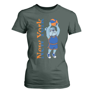 Funny Bulldog Playing Basketball T Shirt For Women New York Pride