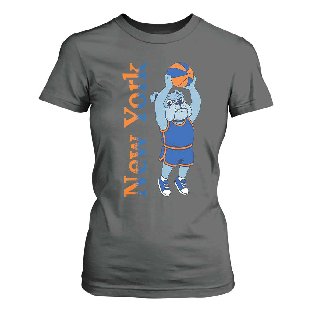 Funny Bulldog Playing Basketball T Shirt For Women New York Pride