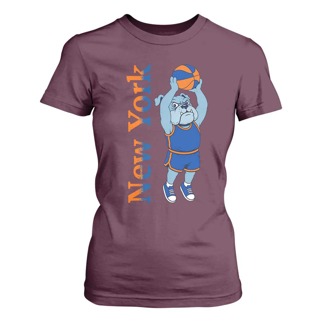 Funny Bulldog Playing Basketball T Shirt For Women New York Pride