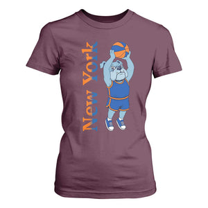 Funny Bulldog Playing Basketball T Shirt For Women New York Pride