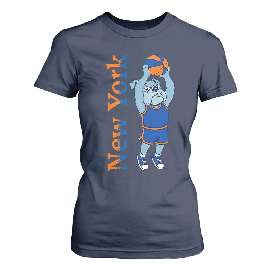 Funny Bulldog Playing Basketball T Shirt For Women New York Pride