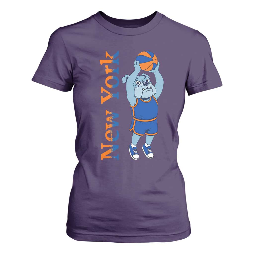 Funny Bulldog Playing Basketball T Shirt For Women New York Pride