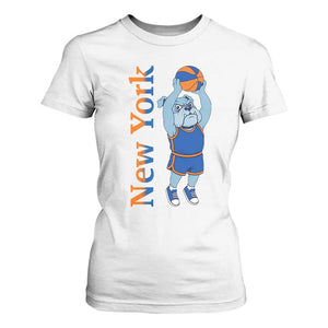 Funny Bulldog Playing Basketball T Shirt For Women New York Pride