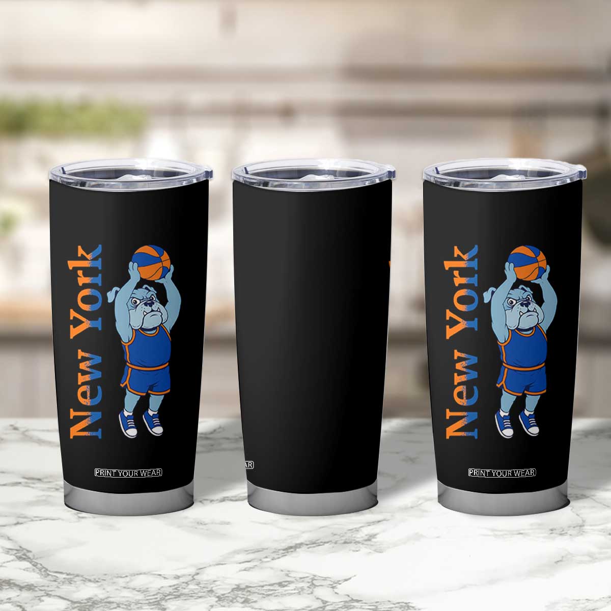 Funny Bulldog Playing Basketball Tumbler Cup New York Pride