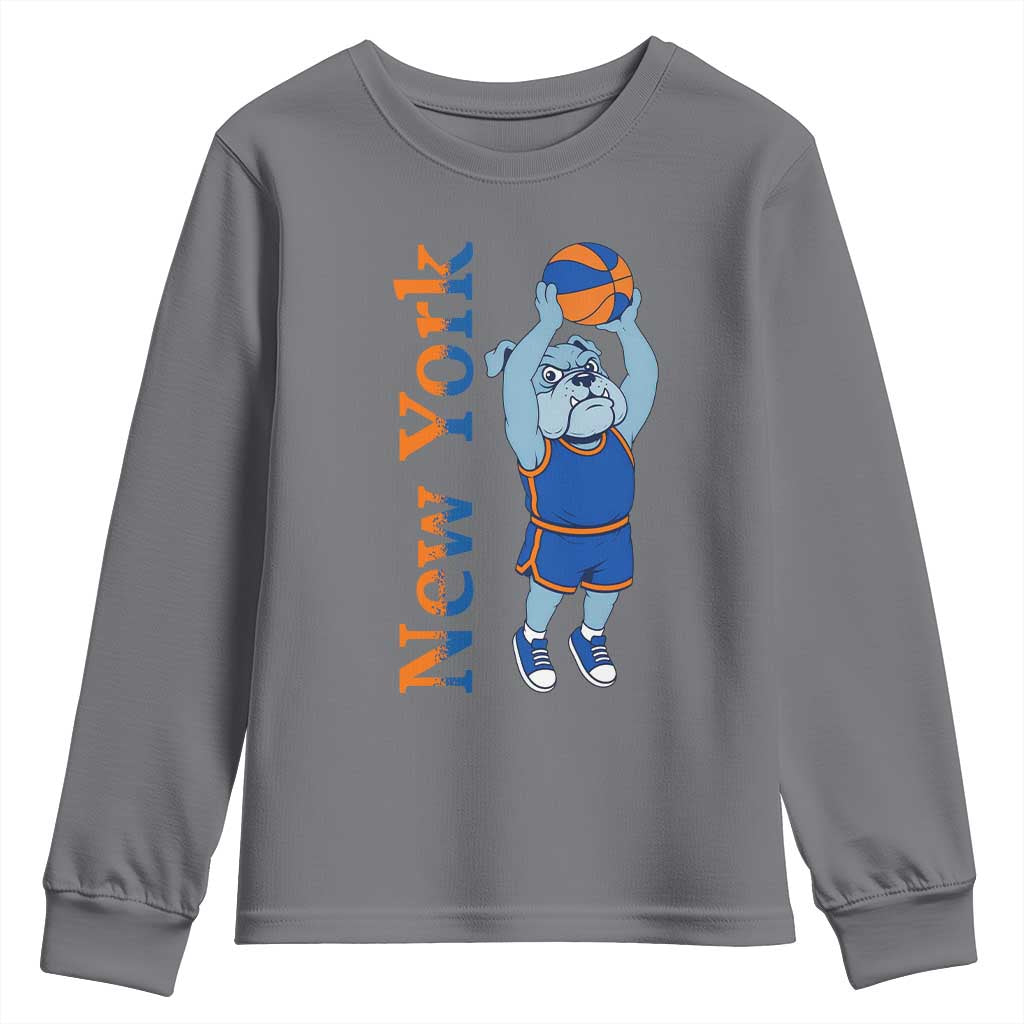 Funny Bulldog Playing Basketball Youth Sweatshirt New York Pride