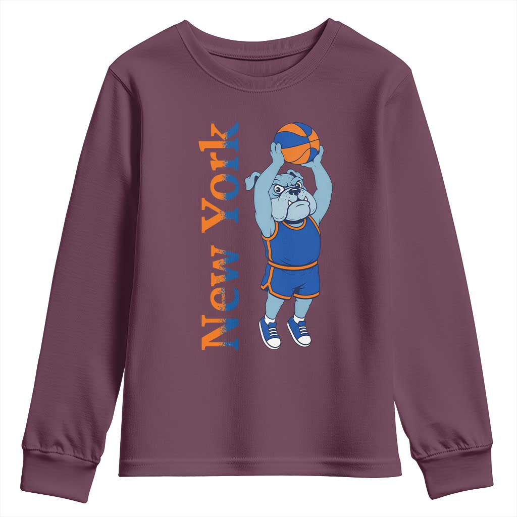Funny Bulldog Playing Basketball Youth Sweatshirt New York Pride