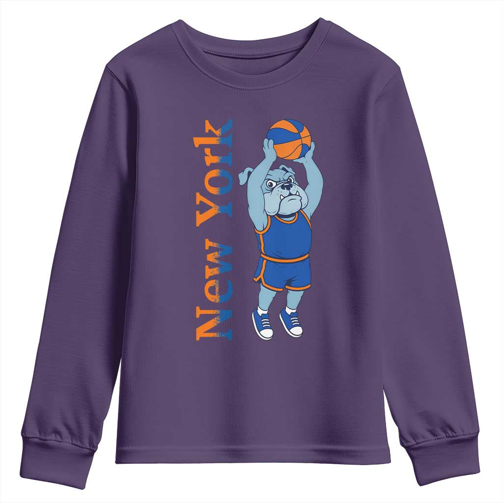 Funny Bulldog Playing Basketball Youth Sweatshirt New York Pride