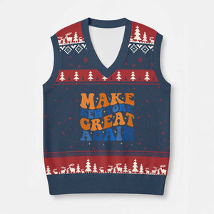 Make New York Great Again V-Neck Knit Sweater Vest Retro Wave Graphic