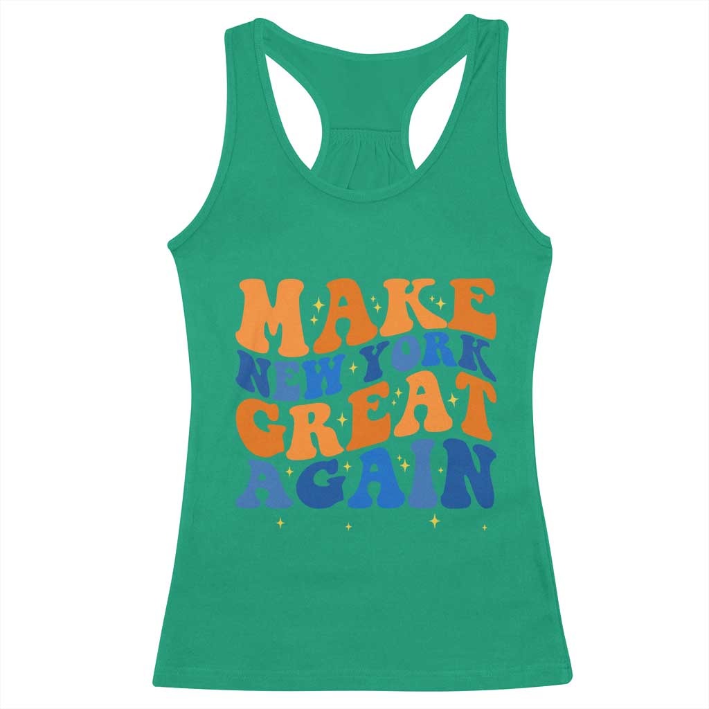 Make New York Great Again Racerback Tank Top Retro Wave Graphic