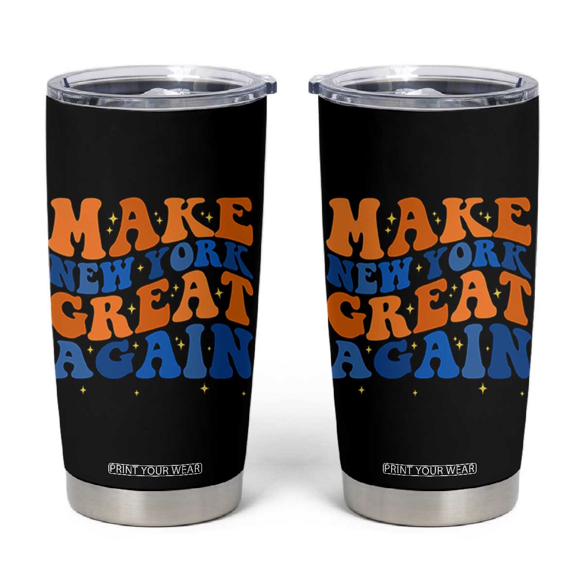 Make New York Great Again Tumbler Cup Retro Wave Graphic TS12 Black Print Your Wear
