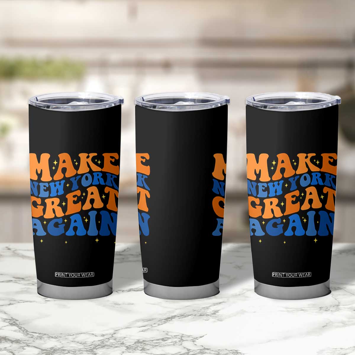 Make New York Great Again Tumbler Cup Retro Wave Graphic TS12 Print Your Wear