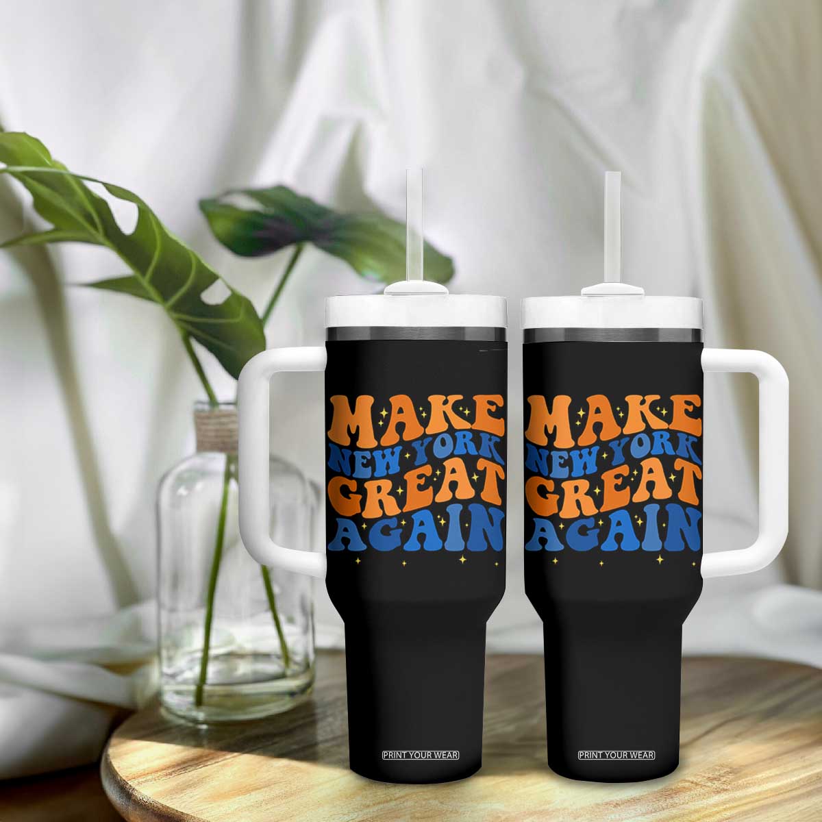 Make New York Great Again Tumbler With Handle Retro Wave Graphic TS12 Print Your Wear