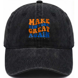 Make New York Great Again Washed Cotton Baseball Cap Retro Wave Graphic