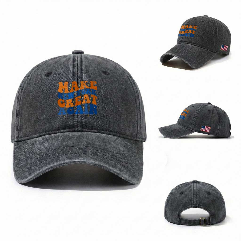 Make New York Great Again Washed Cotton Baseball Cap Retro Wave Graphic