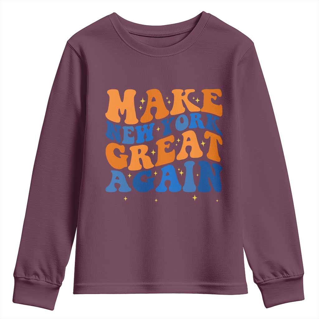 Make New York Great Again Youth Sweatshirt Retro Wave Graphic