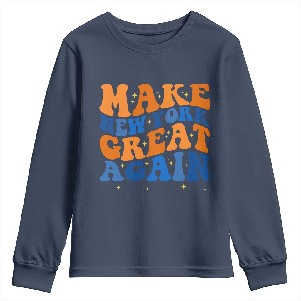 Make New York Great Again Youth Sweatshirt Retro Wave Graphic