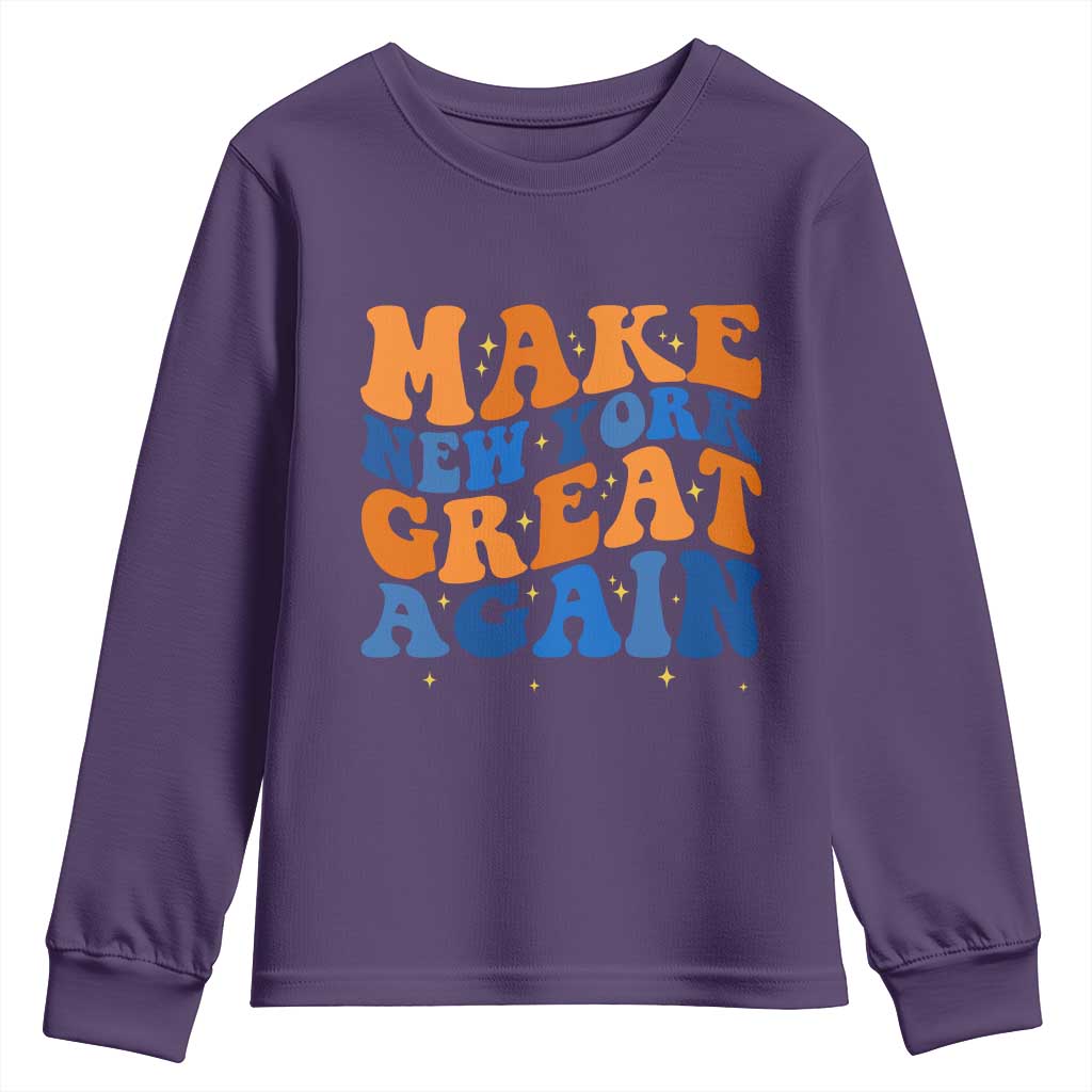 Make New York Great Again Youth Sweatshirt Retro Wave Graphic