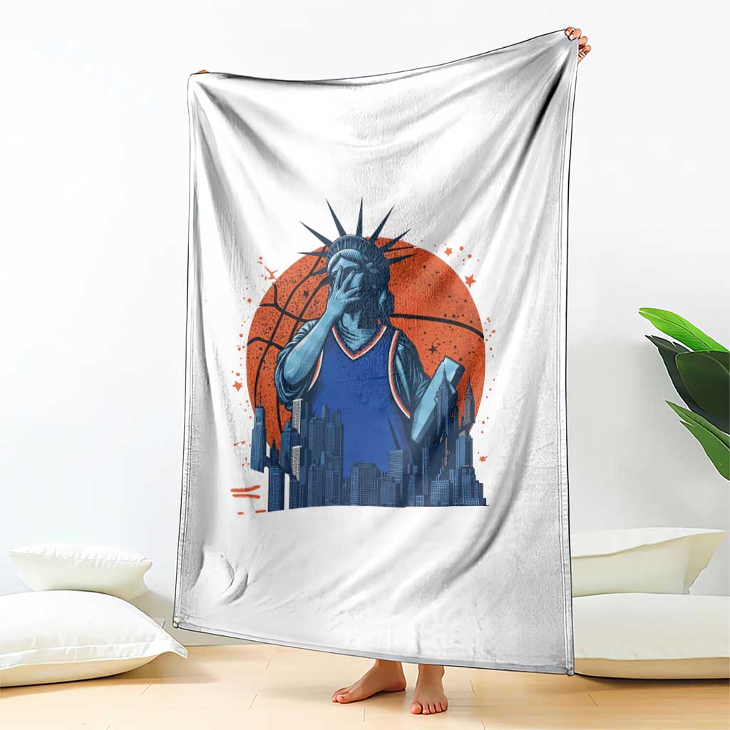 Funny Statue Of Liberty Hoops Fan Throw Blanket New York Sports Gift