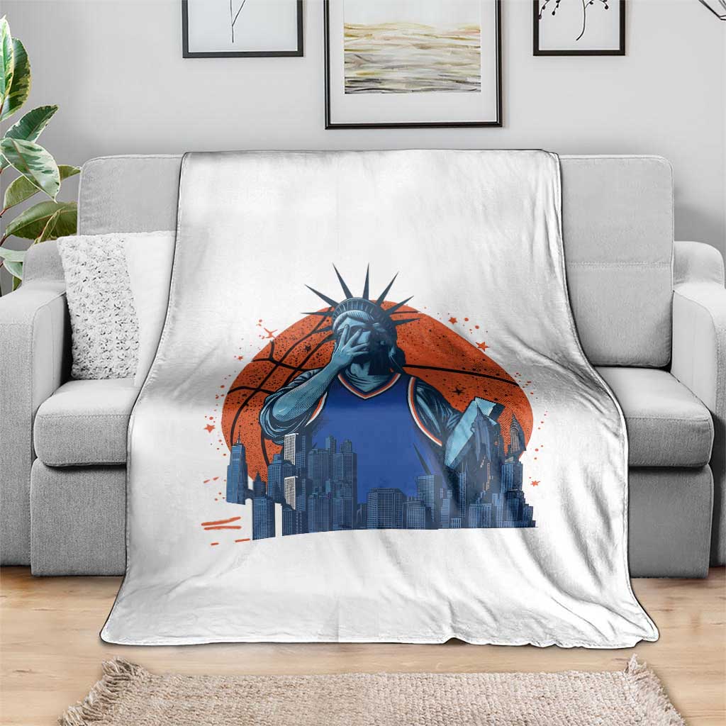 Funny Statue Of Liberty Hoops Fan Throw Blanket New York Sports Gift