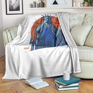 Funny Statue Of Liberty Hoops Fan Throw Blanket New York Sports Gift