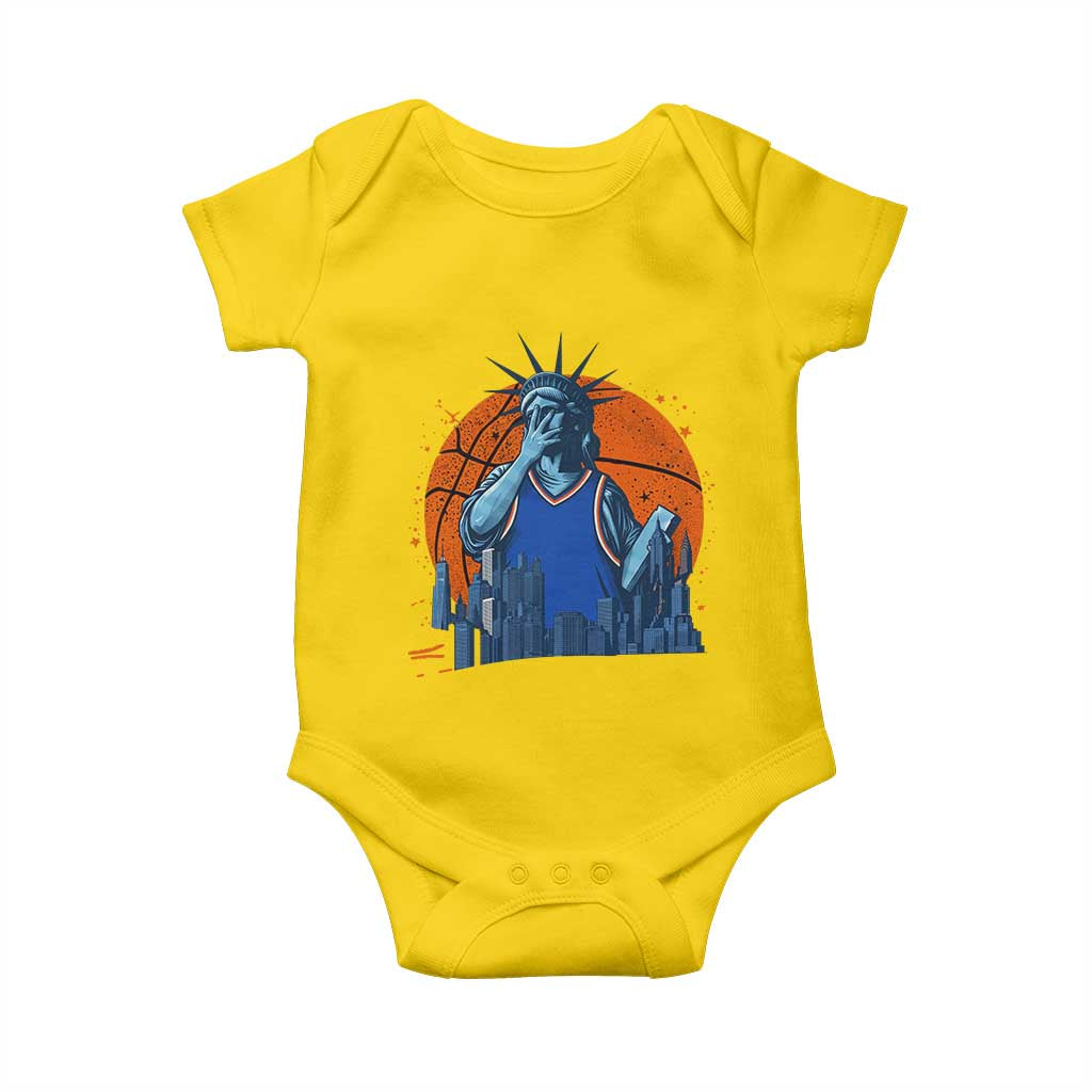 Funny Statue Of Liberty Hoops Fan Baby Onesie New York Sports Gift