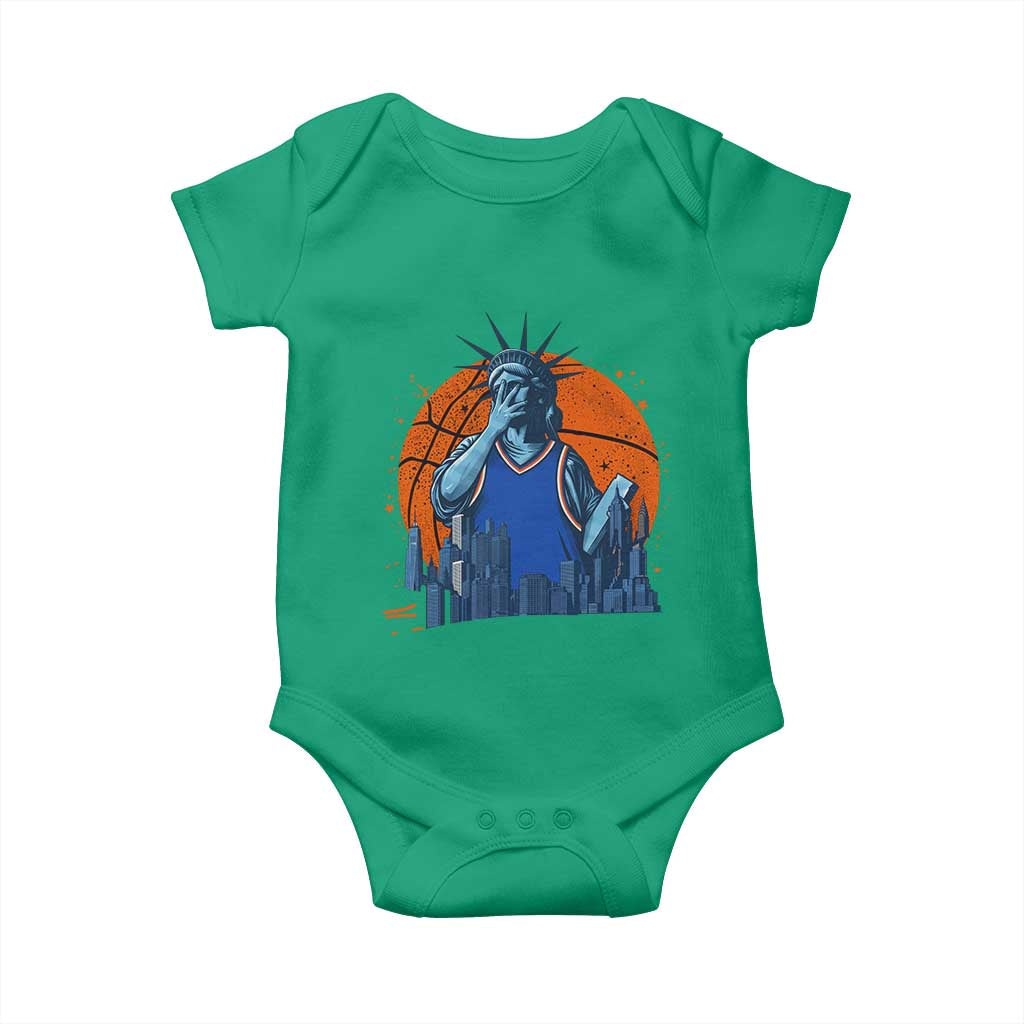 Funny Statue Of Liberty Hoops Fan Baby Onesie New York Sports Gift
