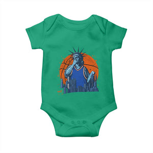 Funny Statue Of Liberty Hoops Fan Baby Onesie New York Sports Gift