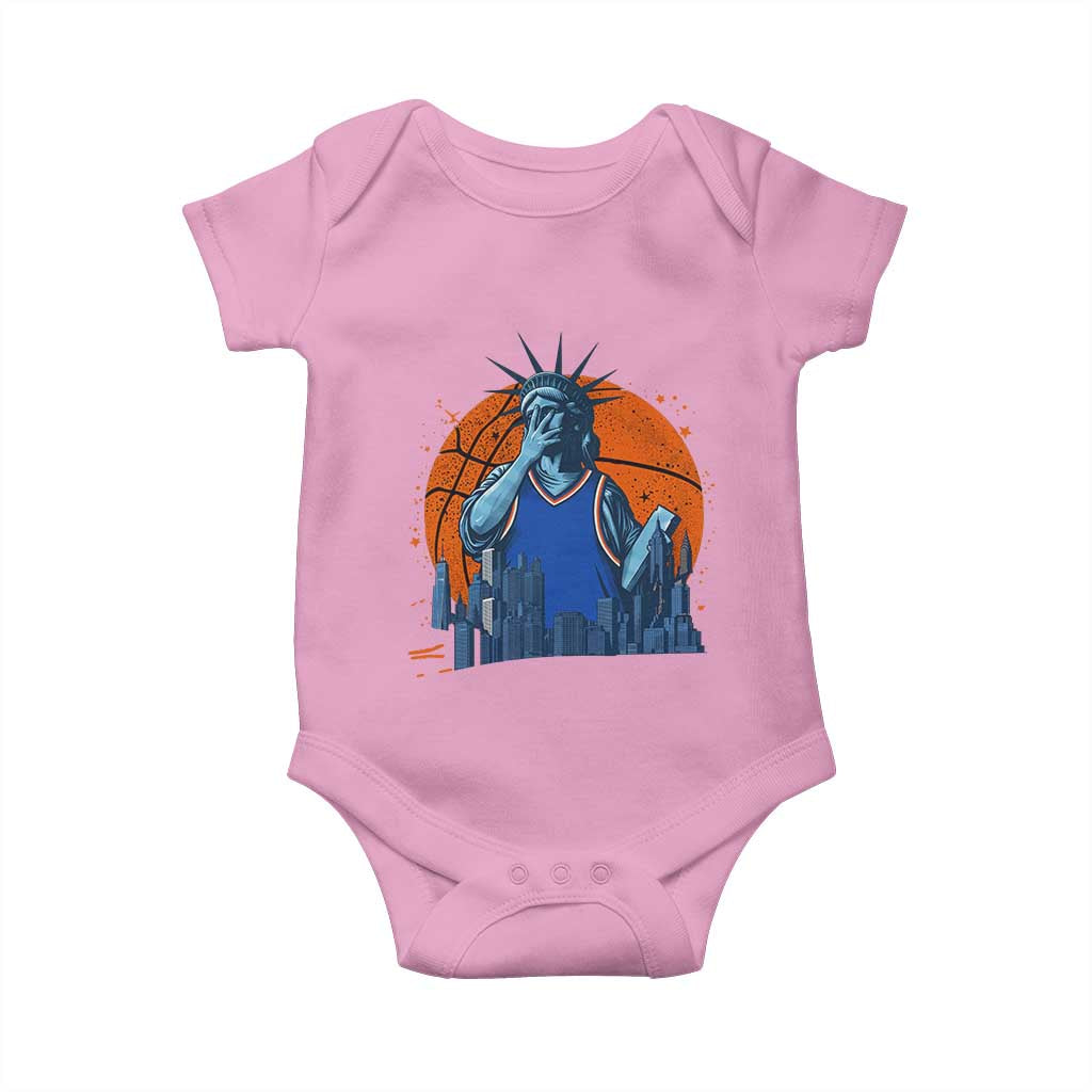 Funny Statue Of Liberty Hoops Fan Baby Onesie New York Sports Gift