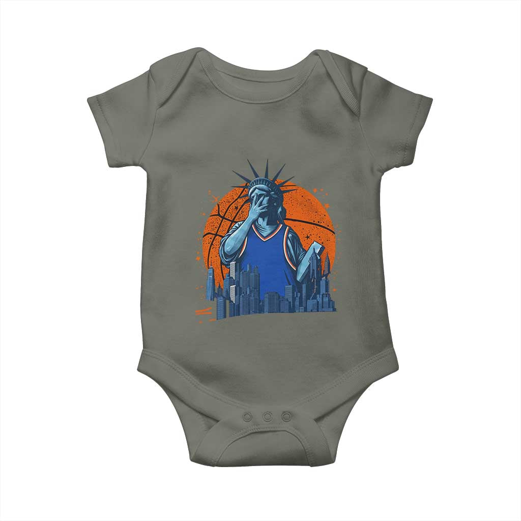 Funny Statue Of Liberty Hoops Fan Baby Onesie New York Sports Gift