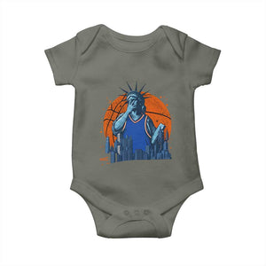 Funny Statue Of Liberty Hoops Fan Baby Onesie New York Sports Gift