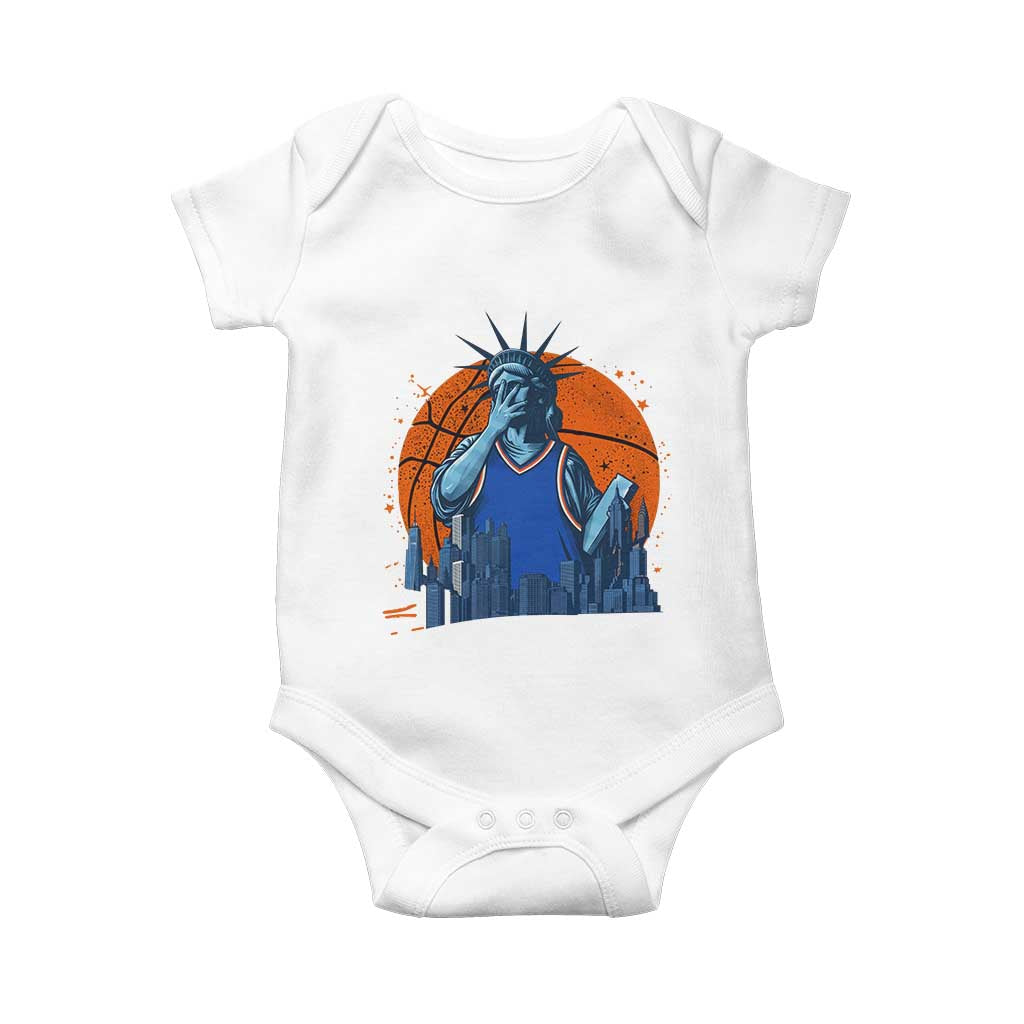 Funny Statue Of Liberty Hoops Fan Baby Onesie New York Sports Gift